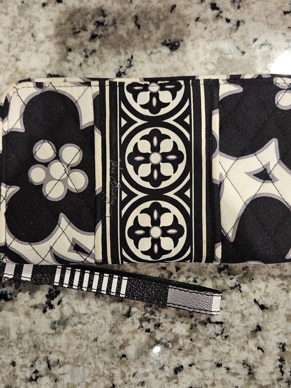 Vera Bradley Retired "Day And Night" Black and Cream Wristlet Wallet